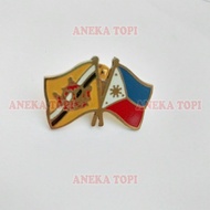 Cross Flag Pin Brunei Philippines Friendship Flag Pin Philippines Brunei - Various Hats