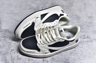 Travis Scott x Nike Air Jordan 1 Low x BURBRRY 倒鉤 白黑休閒鞋板鞋 36-46