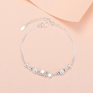 Simple Bracelet Size 19cm Small Dolphin Star Beads For Women Silver Jewelry Holiday Gift-935