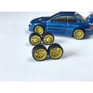 Z039 Hotwheels Rubber Wheels Tayar Getah 10 Spoke CE28 yellow 10mm Long Axle JDM