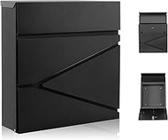 Mailbox Wall Mount, Steel Mail Boxes with Key Lock and Newspaper Compartment, Drop Box for Waterproo