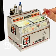 Miniature 7-Eleven Chest Freezer Magnet with LED Light – 1:64 Scale Fridge Accessory for Dollhouse, 