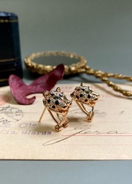 【訂製款】復刻古董 S925混金 致敬Cartier美洲豹耳環