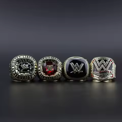 2004, 2008, 2015, 2016 American Professional Wrestling Champion Ring W Style 4-piece Set Alloy Ring