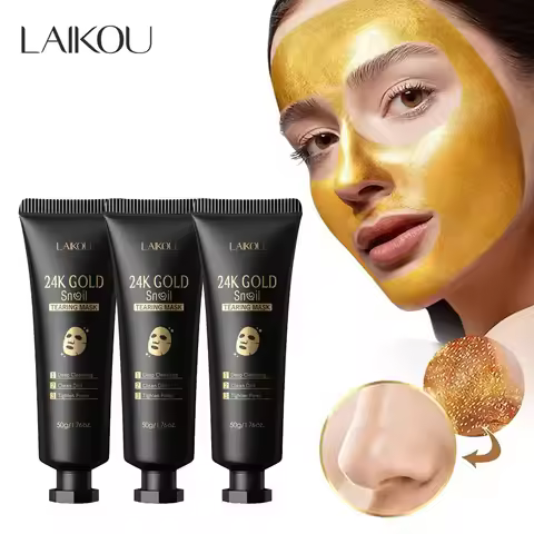 LAIKOU 24K Gold Snail Collagen Mask Peeling Face Mask Anti Wrinkle Whitening Blackhead Removal Facia