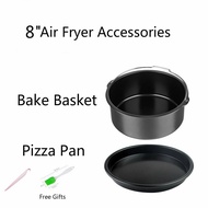 🏆Ship Today 9 PCS Non-Stick 6" 7" 8" Air Fryer Accessories Set Cake Barrel Pizza Pan For Baking Basket Grill and Pizza Dish For Baking Basket Grill and Pizza Dish for Barbecue Deep Frying Air Fryers Baking Tray Stainless Steel Food Baking Tray 空氣炸鍋配件