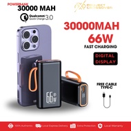 30000mAh 66W Powerbank Full Capacity 4 USB Charge Ports PD 66W Fast Charging Power bank LED Digital 
