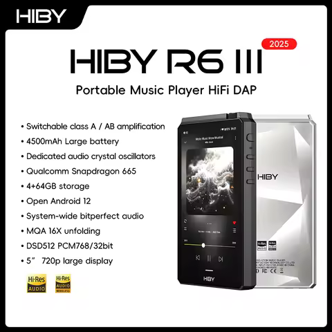 HiBy R6III 2025 / R6 Gen 3 Android 12 Music Player MP3 USB DAC HIFI WiFi Bluetooth 5.0 CS43198 *4 MQ