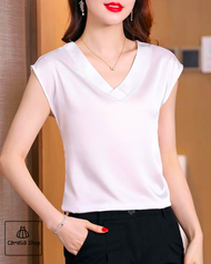 Áo Sơ Mi trung niên nữ U30 U40 U50Áo Nữ Cổ Chéo Tay Ngắn Trẻ Trung HT_ Thời Trang Trung Niên