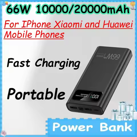 66W 10000/20000mAh Portable Power Bank for IPhone Xiaomi and Huawei Mobile Phones Fast Charging Powe