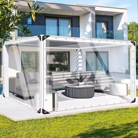 8 x 102.4x3m Clear Tarps PVC Vinyl Transparency Tarpaulin Glass with Silver Metal GrommetsProtects A