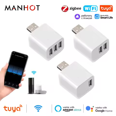 Tuya 5V WiFi/Zigbee Mini USB Power Adaptor Smart Home Micro 1 2 3 USB Adaptor Mobile Phone Charger W