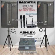 Paket Sound System Speaker Aktif Hardwell Ultra 15 Pro Mixer Ashley 12