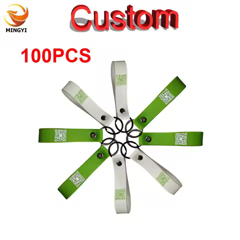 100PCS Custom 20mm Widened Silicone Keyrings Customizable QR Code Personalized Customized Rubber Key