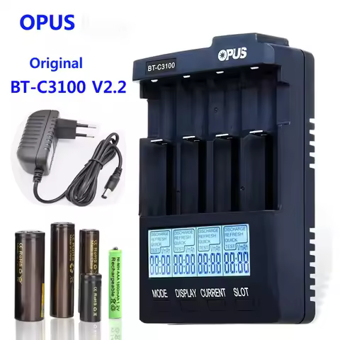 OPUS BT-C3100 V2.2 LCD Smart Battery Charger For Li-ion NiCd NiMH AA AAA 10440 14500 18650 21700 LiF