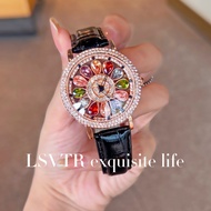 PABLO RAEZ นกยูงฝังเพชรที่มีสีสันนาฬิกาผู้หญิงหน้าปัดหมุนได้นาฬิกาหรูหราคลาสสิก