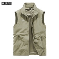 JEEP SPIRIT 1941 ESTD Summer Autumn Casual Mens Vest Thin Breathable Multi Pocket Photographer Vest 