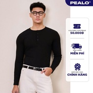 Henley PEALO long-sleeved ribbed t-shirt with button collar made of sweat-absorbent cotton SPT4