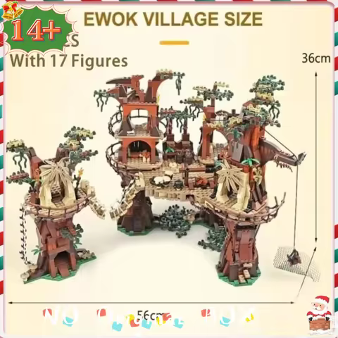 Hot 10236 Galaxy MOC Fit Ewok Village Building Blocks Bricks Model Compatible 05047 1990PCS Kid Hall