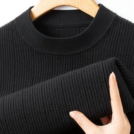 TEMU [Qiaoximei OBM] เสื้อสเวตเตอร์ถักผ้า Jacquard ผ้ากำมะหยี่ผสม คอปกครึ่งสูง สไตล์ลำลองสำหรับผู้ชา