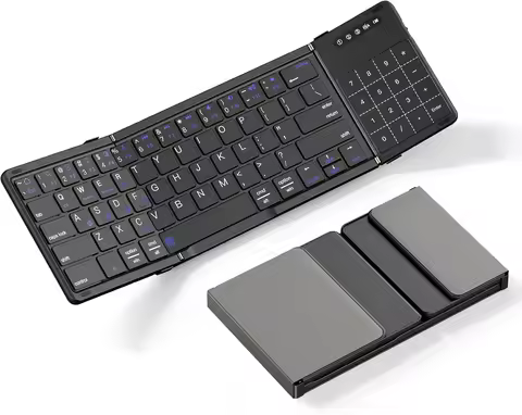 Foldable Wireless Keyboard Ultra Slim Touchpad Bluetooth Keyboard Rechargeable Folding Keyboard for 