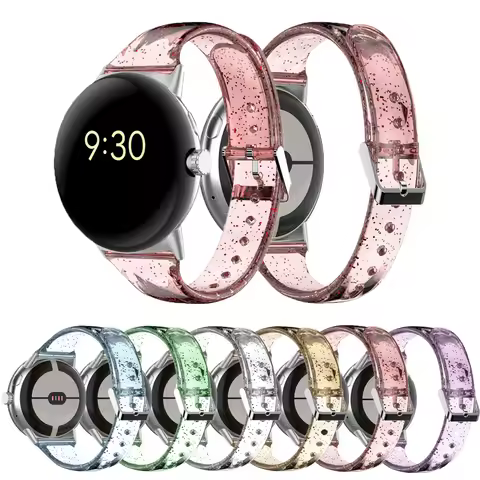 Clear glitter strap for Google Pixel Watch 1 clear TPU strap, compatible with Google Pixel Watch 2 r