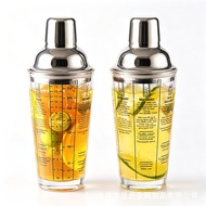 Glass Mixer Set Milk Tea Dedicated Stainless Steel Shaker Cup 400ml Shaker with Scale Summer Drink Q