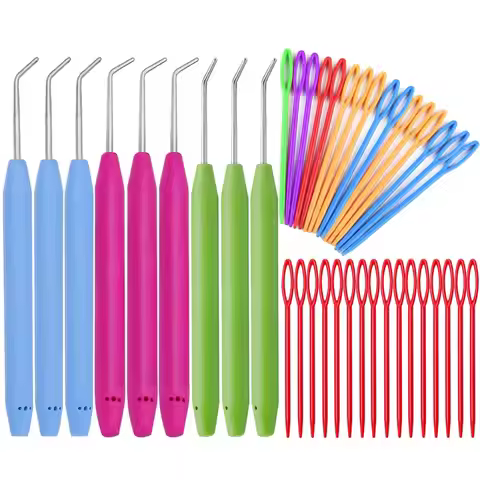 Knit Loom Hook Set 6Pcs Knitting Loom Hook With Plastic Knitting Needles Crochet Needle Hook Kit Ran