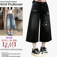 [KM] American Star Embroidered Patch Denim Cropped Pants Women Summer Washed Loose Slimmer Look Stra