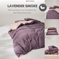[Premium]100s LAVENDER SMOKE Extra Long Staple Cotton | 1800TC 40cm Bedsheet Quilt Cover Comforter S