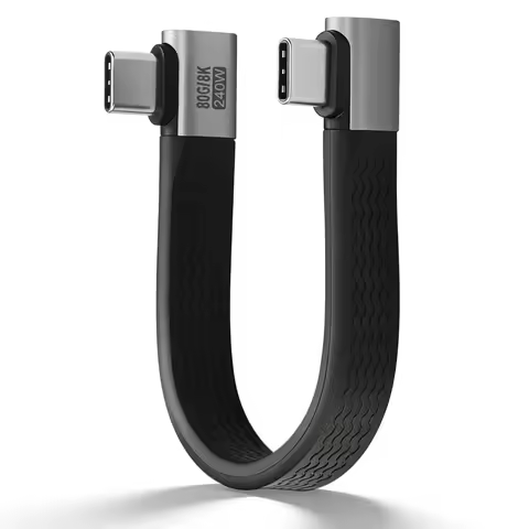 90° Right Angle USB C to USB C Cable 240W PD 80Gbps Thunderbolt 5 USB4.0 8K 60Hz Type C Short Chargi