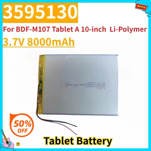 New Replacement Tablet Battery 3.7V 8000mAh 3595130 for BDF-M107 Tablet A 10-inch Li-Polymer