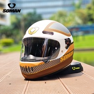 SOMAN Motorcycle Riding Racing Helmet Retro Full Helmet Soothing Device Motorcycle Safety Helmet H