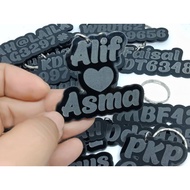 Keychain Ukir nama Dan Nombor Plate