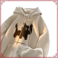 【M-8XL】Cat Print Men's and Women's Casual Oversized Hoodie Long Sleeved Pullover Couple Hoodie Fashi