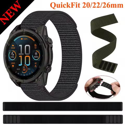 20/22/26mm QuickFit Nylon Strap For Garmin Fenix 6 6S 6XPro 5 5S Plus 7 7S 7XPro Watch Band For Garm