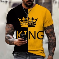 Men Shirt Crown King 3D Printed Round Neck T-Shirt High Quality Clothing Street Fashion Men Large Size 5XL