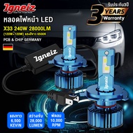 (ประกัน3ปี) Igneiz หลอดไฟหน้า LED X33 240W 28000LM H4 H7 H8 H11 H1 HB3 HB4 9006 12V 24V หลอดไฟตัดหมอ