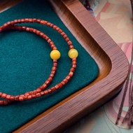 原創手工天然方糖刻面南紅瑪瑙蜜蠟手串開運手鏈生日禮物