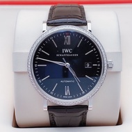Iw (IWC) Men's Watch Botao Fino Series Automatic Mechanical Men's Watch Chronograph Business 40mm Black Dial Silver Needle Belt Behind Diamond-IW356502