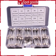 WIN 9 Values 72pcs 6x30mm Fast Glass Tube 0 5A-30A Fuses Glass Tube with Fuses Seats