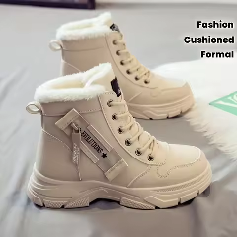 Winter Women Snow Boots Anti‑Slip Warm Fur Lined Martin Boots Casual Ankle Booties Fashion Outdoor D