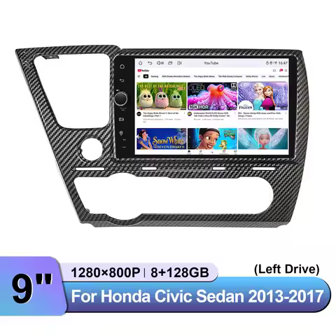 Premium Android 13.0 Car Radio Stereo Head Unit for 2013-2017 Honda Civic Carbon Fiber Frame With Ap