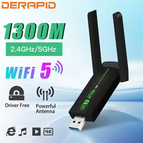1300Mbps WiFi USB Adapter Dual Band 2.4G/5Ghz Wi-Fi Dongle 802.11AC Powerful Antenna Wireless Receiv