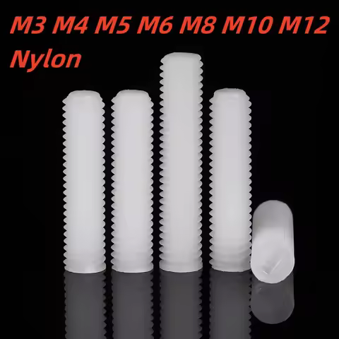 M3 M4 M5 M6 M8 M10 M12 Headless Nylon One Word Screws White Nylon Plastic Insulated No Head Headless