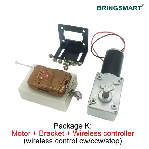 Bringsmart A58SW31ZY 24V DC Worm Gear Motor Kits Bracket Speed Controller DC Engine Power Supply Met