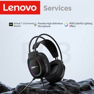 Lenovo , RGB 、、、、、,、PC  Fon Kepala Permainan Lenovo dengan Pencahayaan RGB, Fon Telinga Luar Telinga