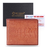 HP2429 - Bóp nam Huy Hoàng da đà điểu da trơn màu vàng bò
