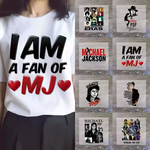 Michael Jackson Cartoon Iron on Patches for Clothing Adult DIY T-shirt Heat Transfer Patch Clothes C