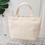 日式簡約原生態純棉帆布手提袋小號純色手拎包飯盒袋便當包午餐包